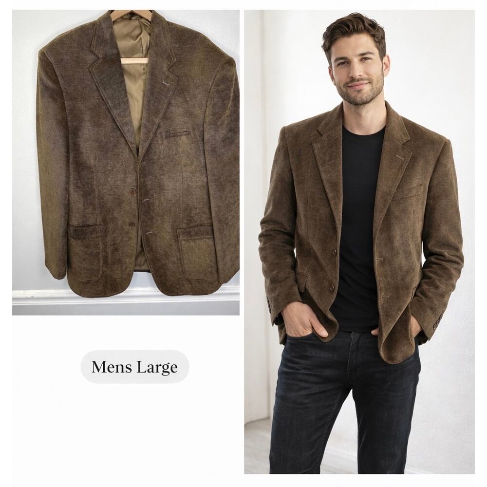 Inserch Brown Textured Blazer Sport Coat Mens Large Italy Casual Classic